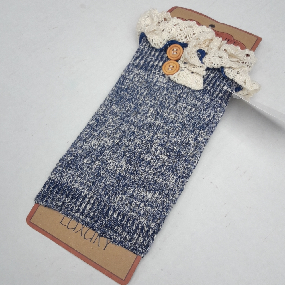 NWT Crocheted Lacy Boot Cuffs Socks Cuff Blue Lace